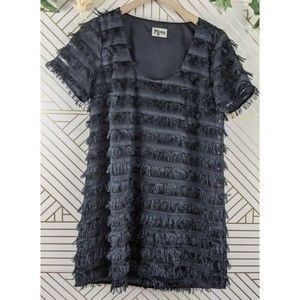 Show Me Your Mumu Black Fringe Demi Dress Mini Size XS Short sleeve